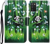 Voor Samsung Galaxy A02s Gekleurde Tekening Patroon Horizontale Flip PU Lederen Case met Houder & Kaartsleuven & Portemonnee & Lanyard (Panda)