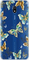 Voor Xiaomi Redmi 8A gekleurd tekeningpatroon zeer transparant TPU beschermhoes (gouden vlinder)