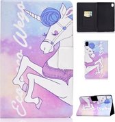 Voor Huawei MediaPad M6 8.4 Gekleurde Tekening Elektrisch Geperst Horizontale Flip Leren Case, met Houder & Kaartsleuven (Roze Paard)