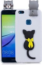 Voor Huawei P10 Lite 3D Cartoon patroon schokbestendig TPU beschermhoes (kleine zwarte kat)