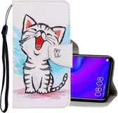 Voor Huawei Mate 30 Lite 3D Gekleurde Tekening Horizontale Flip PU Lederen Case met Houder & Kaartsleuven & Portemonnee (Rode Mond Kat)