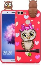 Voor Huawei Enjoy 7s schokbestendig Cartoon TPU beschermhoes (rode uil)