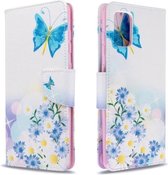 Voor Galaxy A71 Gekleurde tekening patroon Horizontale flip lederen tas met houder & kaartsleuven & portemonnee (viooltje)