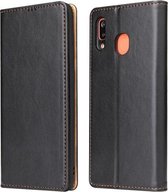 Fierre Shann Dermis Texture PU + TPU horizontale flip lederen tas met houder & kaartsleuven en portemonnee voor Galaxy A20 & A30 (zwart)