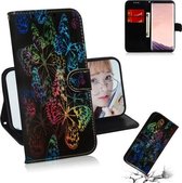 Gekleurde tekening patroon Kleurrijke magnetische gesp Horizontale flip PU lederen tas met houder & kaartsleuven & portemonnee & lanyard voor Galaxy S8 (Butterfies)