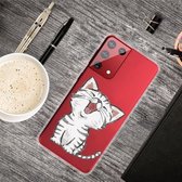 Voor Samsung Galaxy S21 5G gekleurde tekening Clear TPU beschermhoesjes (lachende kat)