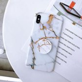 Glanzende marmeren opvouwbare beugel TPU-hoesje voor iPhone XR (Z23)