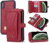 Voor iPhone XS Max POLA Multifunctionele TPU + PC Magnetische horizontale flip lederen tas met houder & kaartsleuven & portemonnee & fotolijst (rood)