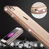 Voor iPhone 6 & 6s Diamond Bling luxe beplating PC-frame transparant TPU beschermhoes (goud)