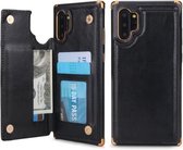 Voor Galaxy Note 10+ POLA TPU + PC Plating Volledige dekking Beschermhoes met houder & kaartsleuven en fotolijst (zwart)