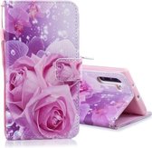 Voor Galaxy Note 10 Gekleurde Tekening Patroon Horizontale Flip PU Lederen Case met Houder & Kaartsleuven & Portemonnee & Lanyard (Rose)