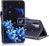 Voor Galaxy Note 10 Pro Gekleurde Tekening Patroon Horizontale Flip PU Lederen Case met Houder & Kaartsleuven & Portemonnee & Lanyard (Blauwe Vlinder)