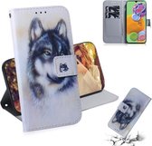 Voor Galaxy A90 5G Gekleurde Tekening Patroon Horizontale Flip PU Lederen Case met Houder & Kaartsleuven & Portemonnee (Witte Wolf)