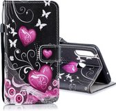 Voor Galaxy A20s Horizontale leren flip case met houder & kaartsleuven & portemonnee (Little Peach Heart)