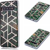 Voor Galaxy S10 Plating Marble Pattern Soft TPU beschermhoes (groen)