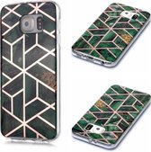 Voor Galaxy S6 edge Plating Marble Pattern Soft TPU beschermhoes (groen)