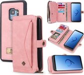 Voor Galaxy S9 POLA Multifunctionele TPU + PC Magnetische horizontale flip lederen tas met houder & kaartsleuven & portemonnee & fotolijst (roze)