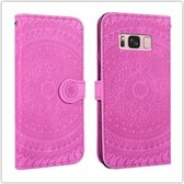 Voor Galaxy A50 Pressed Printing Pattern Horizontale Flip PU Leather Case met houder & kaartsleuven & portemonnee & & Lanyard (Violet)