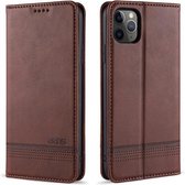 Voor iPhone 11 Pro Max AZNS Magnetische Kalfsstructuur Horizontale Flip Leren Case met Kaartsleuven & Houder & Portemonnee (Donkerbruin)