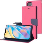 Voor iPhone 12 mini GOOSPERY FANCY DAGBOEK Cross Pattern Horizontale Flip Leather Case met houder & kaartsleuven & portemonnee (Rose Red)