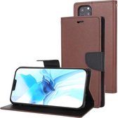Voor iPhone 12 Pro Max GOOSPERY FANCY DAGBOEK Cross Pattern Horizontale Flip lederen tas met houder & kaartsleuven & portemonnee (bruin)