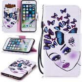 Voor iPhone 8/7 Gekleurd tekeningpatroon Horizontaal Flip TPU + PU lederen hoesje met houder & kaartsleuven & portemonnee & lanyard (vlinders meisje)