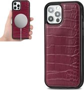 Krokodiltextuur Embossing Magnetisch PU + TPU Beschermend Magsafe-hoesje voor iPhone 12 Pro Max (rood)