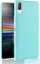 Sony Xperia L3 Hoesje - Mobigear - Croco Serie - Hard Kunststof Backcover - Turquoise - Hoesje Geschikt Voor Sony Xperia L3