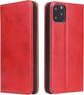 Fierre Shann PU lederen textuur horizontale flip lederen tas met houder & kaartsleuven & portemonnee voor iPhone 11 Pro Max (rood)