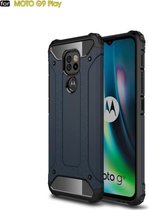 Voor Motorola Moto G9 Play Magic Armor TPU + PC combinatiehoes (marineblauw)