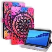 Huawei MediaPad M5 Lite 8 Gekleurde tekening horizontale lederen flip case met houder & kaartsleuf & fotolijst (mandala)