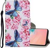 Voor Samsung Galaxy S10e Gekleurde Tekening Patroon Horizontale Flip Leren Case met Houder & Kaartsleuven & Portemonnee & Lanyard (Dragonfly Bloem)