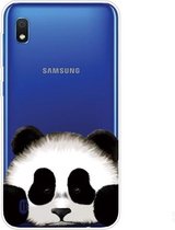Voor Samsung Galaxy A10 gekleurd tekeningpatroon zeer transparant TPU beschermhoes (panda)