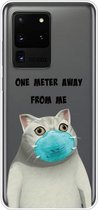 Voor Samsung Galaxy S20 Ultra gekleurd tekening patroon zeer transparant TPU beschermhoes (masker kat)