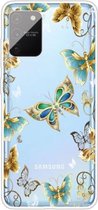 Voor Samsung Galaxy A91 / S10 Lite gekleurd tekeningpatroon zeer transparant TPU beschermhoes (gouden vlinder)