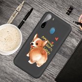 Voor Galaxy A11 Cartoon Animal Pattern Shockproof TPU beschermhoes (Black Corgi)