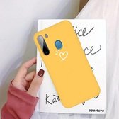 Voor Galaxy A11 Three Dots Love-heart Pattern Colorful Frosted TPU telefoon beschermhoes (geel)