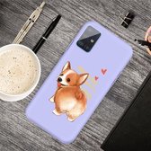 Voor Galaxy A51 Cartoon Animal Pattern Shockproof TPU beschermhoes (Purple Corgi)