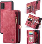 Voor Galaxy A71 CaseMe Afneembare multifunctionele horizontale flip lederen tas, met kaartsleuf & houder & rits portemonnee & fotolijst (rood)