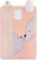 Voor Galaxy A51 schokbestendig gekleurd geverfd liggend Cartoon TPU beschermhoes (grote witte beer)