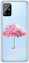 Voor Samsung Galaxy A51 4G schokbestendig geverfd TPU beschermhoes (bloemenparaplu)