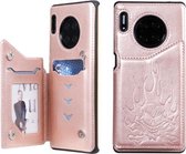 Voor Huawei Mate 30 Pro Skull Head Embossing Pattern Schokbestendige beschermhoes met houder & kaartsleuven & portemonnee (rose goud)