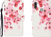 Voor OPPO A11 3D Gekleurde Tekening Horizontale Flip Leren Case met Houder & Kaartsleuf & Portemonnee (Rode Bloem)