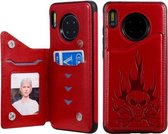 Voor Huawei Mate 30 Skull Head Embossing Pattern Schokbestendige beschermhoes met houder & kaartsleuven & portemonnee (rood)