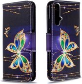 Voor Huawei Honor 20S Gekleurde Tekening Horizontale Flip Leren Case met Houder & Kaartsleuven & Portemonnee (Grote Vlinder)