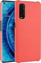 Voor Oppo Find X2 schokbestendige krokodiltextuur pc + PU-hoes (rood)