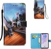 Voor Huawei nova 7 Pro 5G Schilderen Horizontale Flip Leren Case met Houder & Kaartsleuf & Portemonnee & Lanyard (Spiegel Kat)