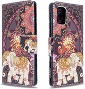 Voor Galaxy A71 Gekleurde tekening patroon Horizontale flip lederen tas met houder & kaartsleuven & portemonnee (bloem olifant)