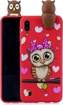 Voor Galaxy M10 schokbestendige Cartoon TPU beschermhoes (rode uil)