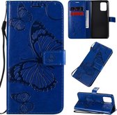 Voor Galaxy A91 / M80s / S10 Lite 3D vlinders reliëfpatroon horizontale flip lederen tas met houder & kaartsleuf & portemonnee & lanyard (blauw)